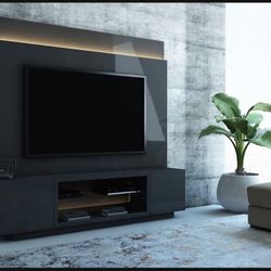 TV STAND WITH FREE STANDING PANEL NEW IN BOX