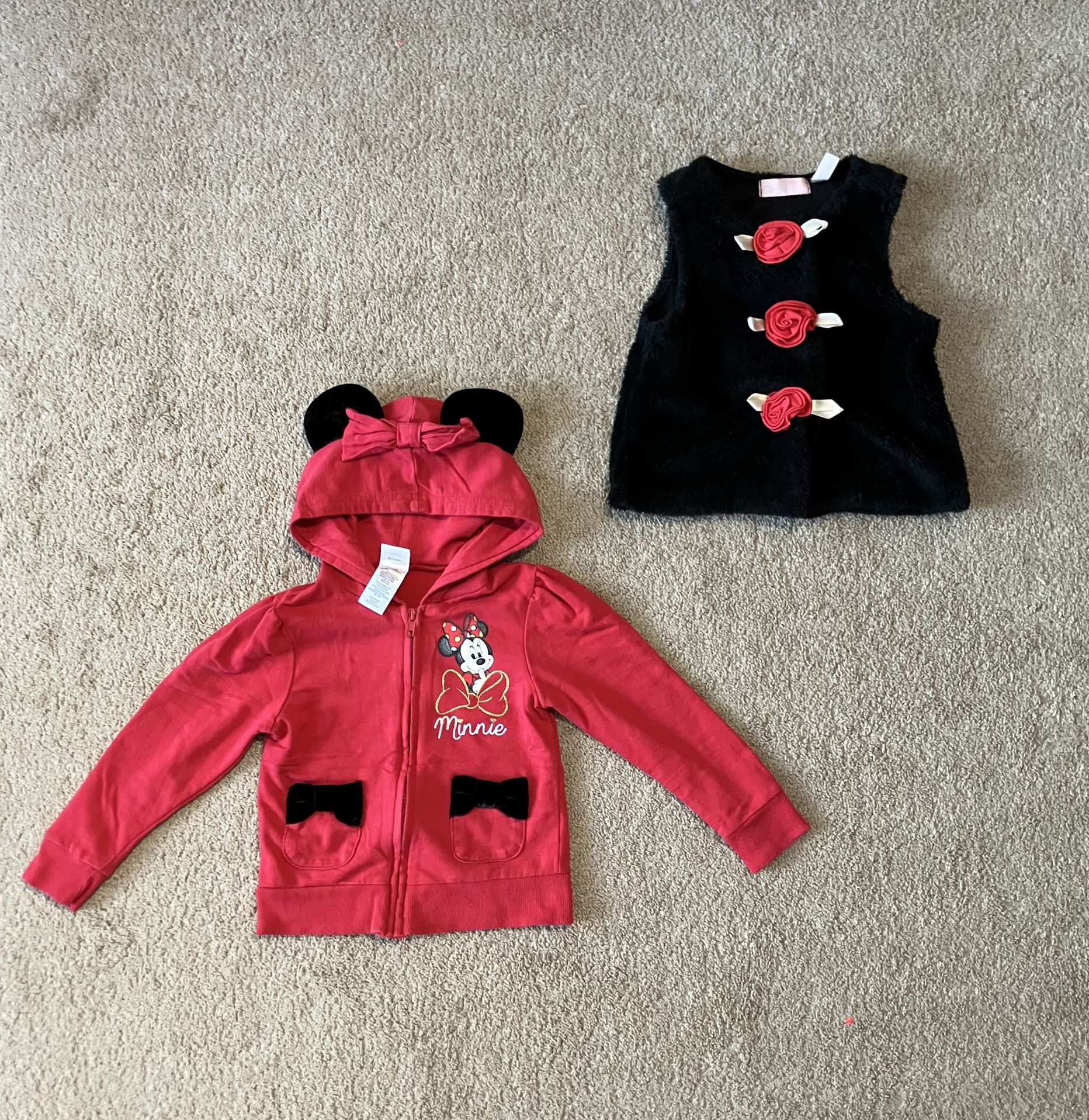 Girls Disney Zip Hoodie And Fluffy Vest 4T