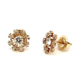 Woman’s Ladies 14k Rose Gold Diamond Snowflake Stud Earrings GP3121977