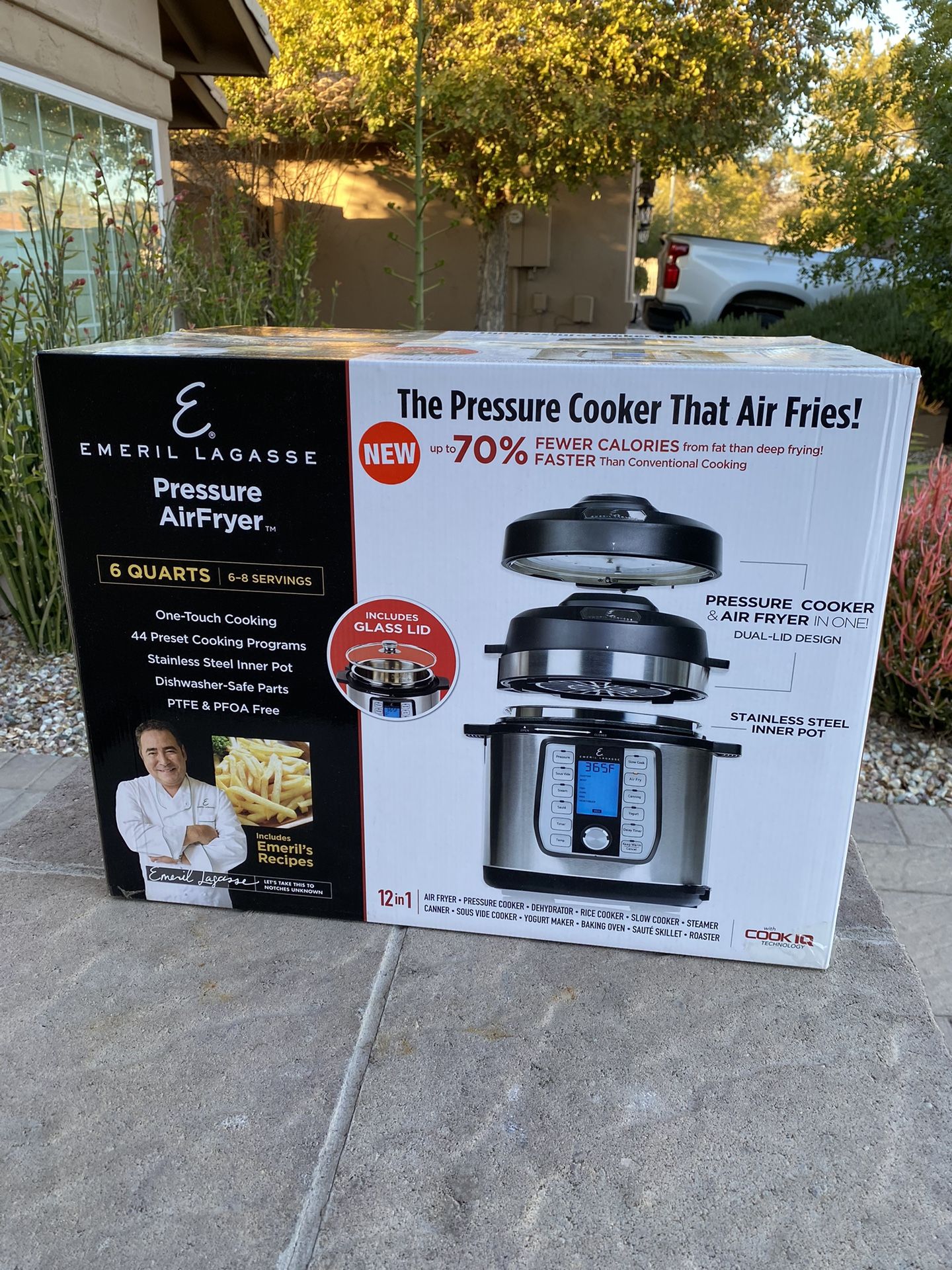 Emeril Lagasse, 6 Quart Pressure, Air Fryer, Five Piece Accessory Pack,  Silver for Sale in Phoenix, AZ - OfferUp