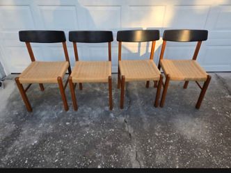 Dark Tone Woven Side Chair / With Retangular Table