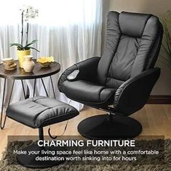 LUXURIOUS Faux Leather Electric Massage & Heat Recliner w/Ottoman