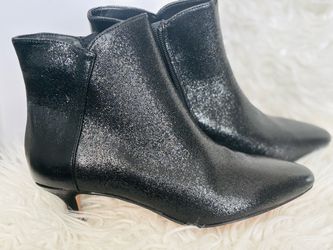 XOXO Kyrie Black Shimmer Kitten Heel Ankle Boots Size 9M