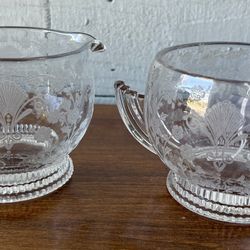 Duncan & miller depression glass creamer and sugar bowl