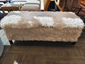 47in Faux Fur Upholstered Storage Bench Ottoman