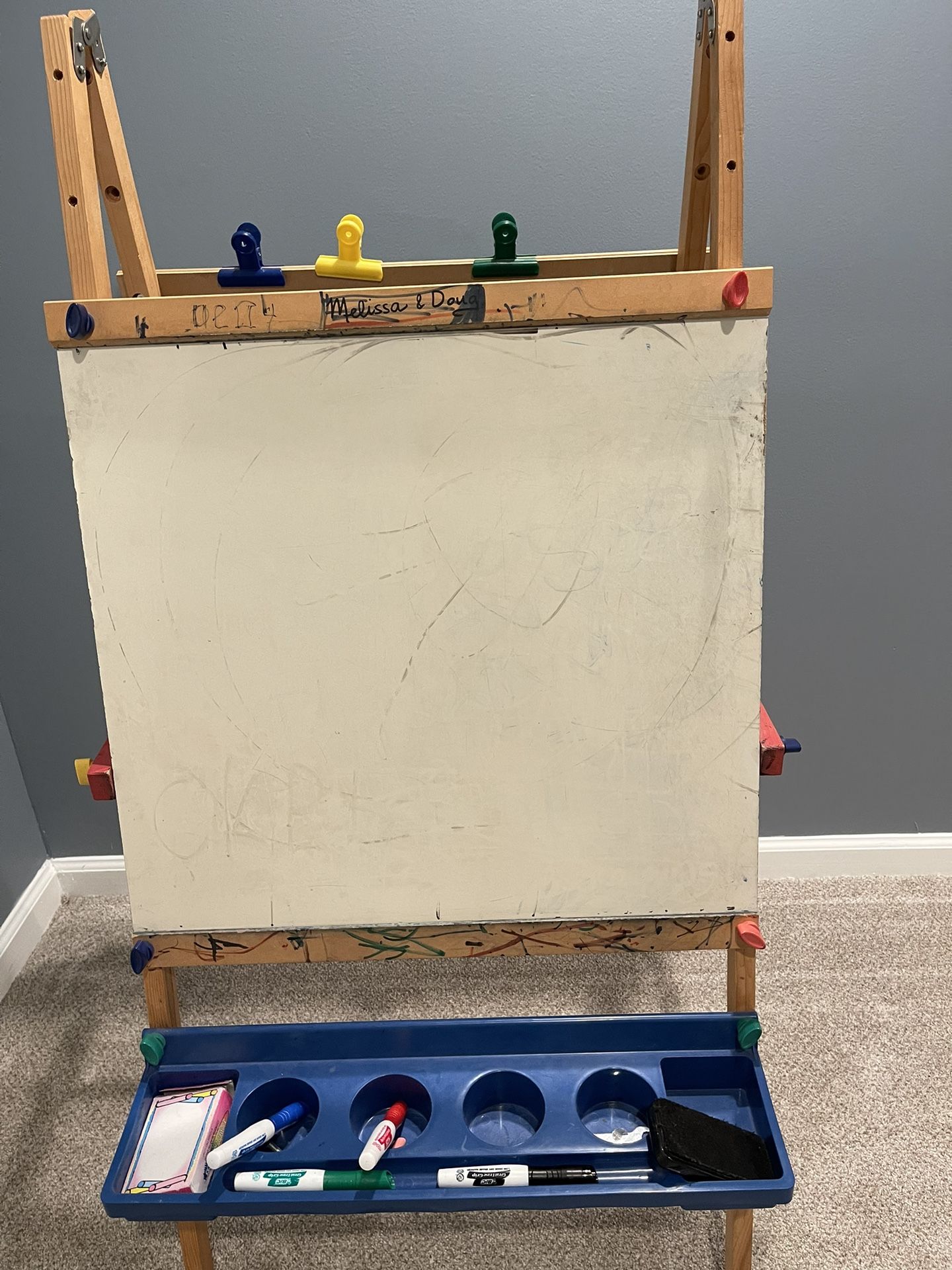 Melissa & Doug Standing Art Easel-dry-erase Board, Chalkboard