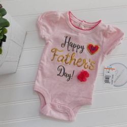 NWT Baby Girls HAPPY 1ST FATHERS DAY Pink Bodysuit 