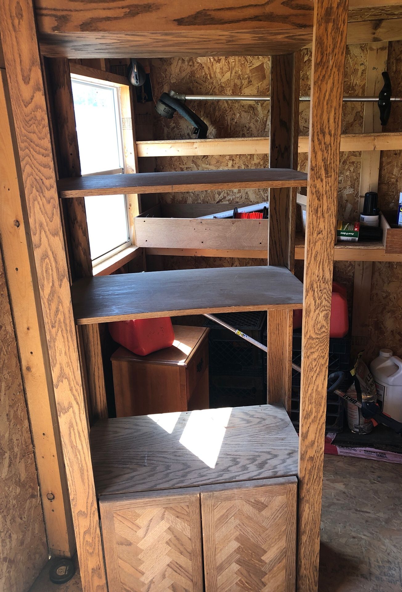 Shelves for family room with storage Underneath