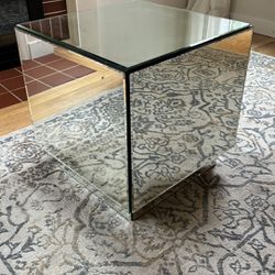 Mirrored Side Table With Storage 