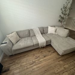 Grey L Shaped Microfiber Sectional Couch