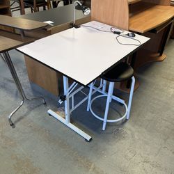 White Drafting Table Desk And Chair (in Store)