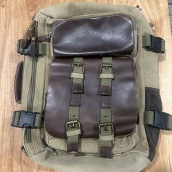 Vintage  Style Canvas And leather Backpack  /massager Bag