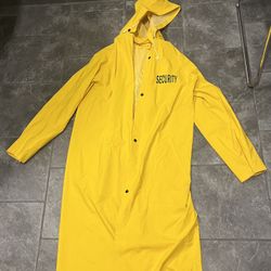 Raincoat - Medium Long Heavy Duty Vinyl “Security” Trench Coat with Detachable Hoodie. In Good Condition! By Advantex, Inc. 