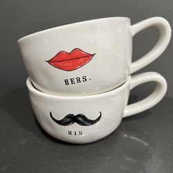 Rae Dunn M Stamped His Hers Cappuccino Mugs