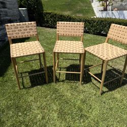 Three Studio McGee Greely Counter Stools,