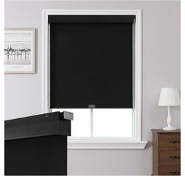 Joydeco No Drill Blackout Roller Shades, 35" W X 75" H, Black