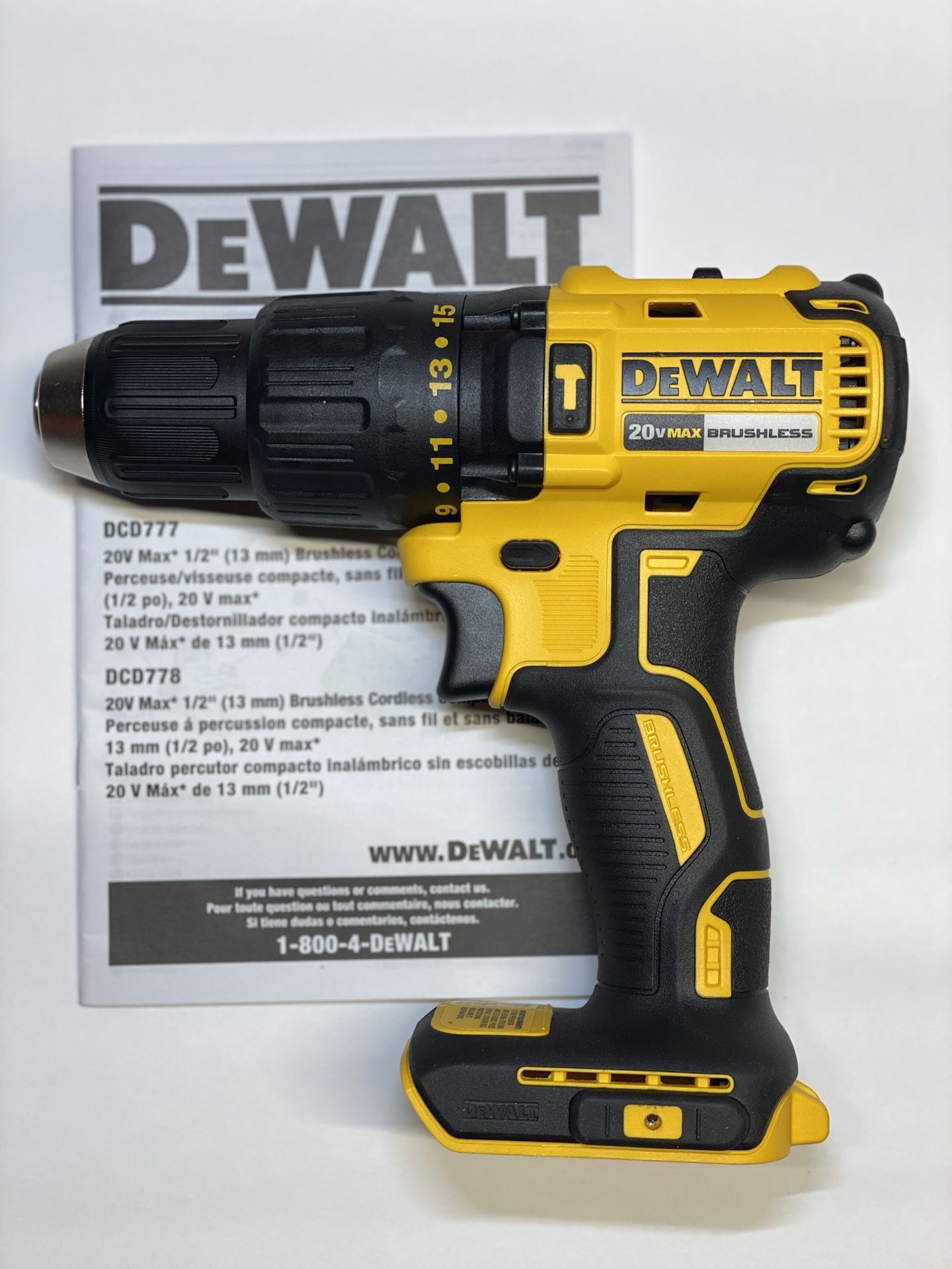 DEWALT 20-Volt MAX Lithium-Ion 2-Speed Cordless Brushless 1/2 in. Compact Hammer Drill. Tool Only.