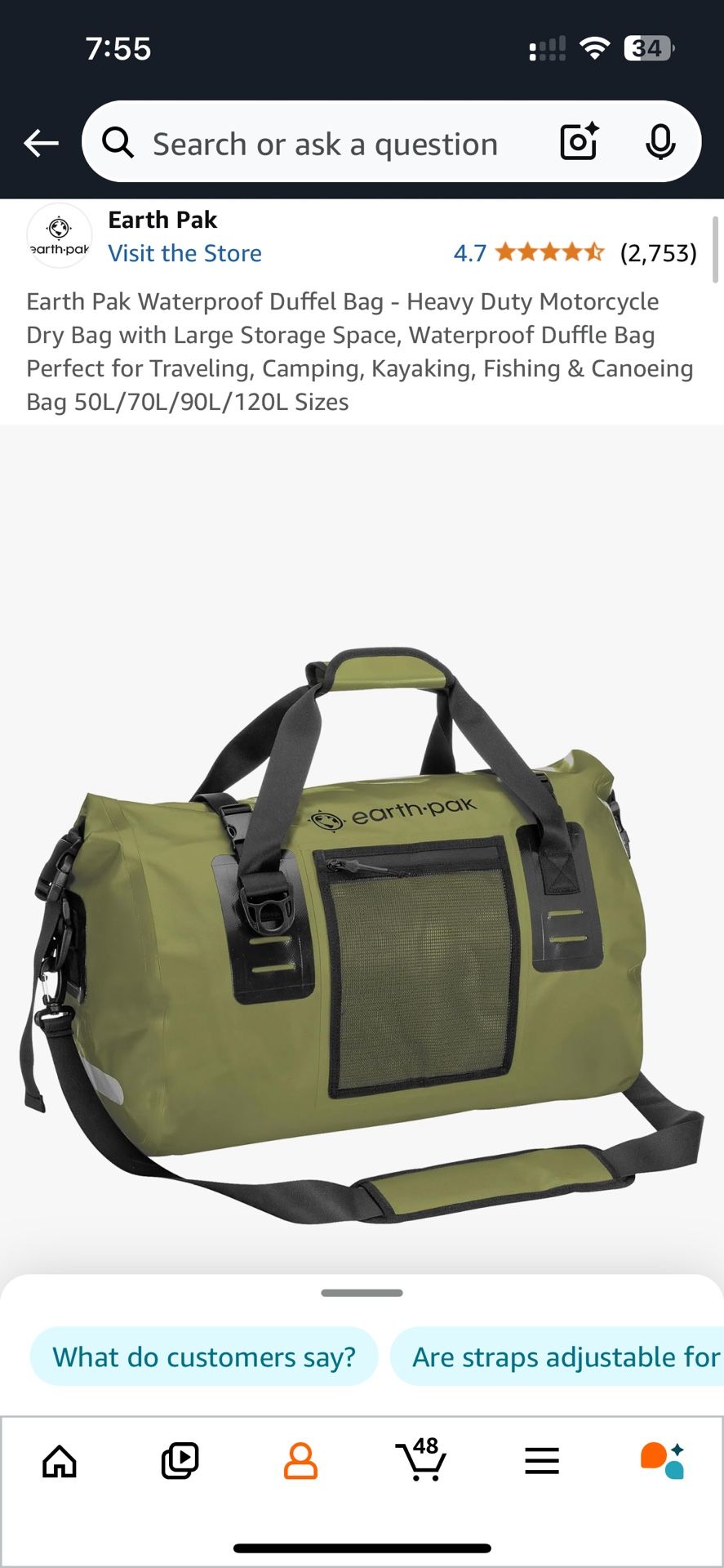 50L Earth Pak Waterproof Duffel Bag