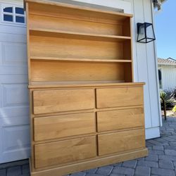 Solid Wood Dresser And Hutch 