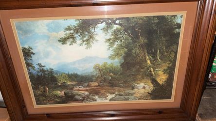 Framed Forest Landscape Print with Wood Frame