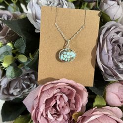 Turquoise Sterling Silver Necklace with Rollo Chain