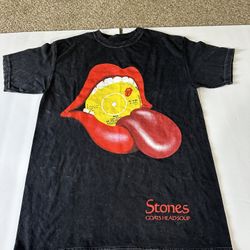Rolling Stones Goats Head Soup T-Shirt Size S  Black  Distressed Heavy Cotton Roomy