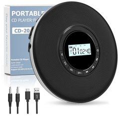 Walkman CD Player,Portable CD Player for Car,Personal Disman CD Player with Headphones Jack,LCD Display,Anti-Skip,Aux-Out Cable/TF Slot,2*AA Batteries