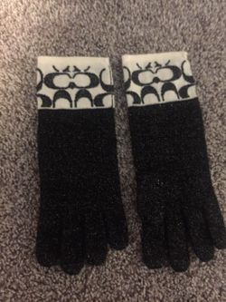 Coach Knit Tech Touch Wool Gloves F86026 BLACK GRAY