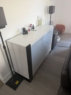High-Gloss Sideboard, Modern Buffet Cabinet With Adjustable Shelves