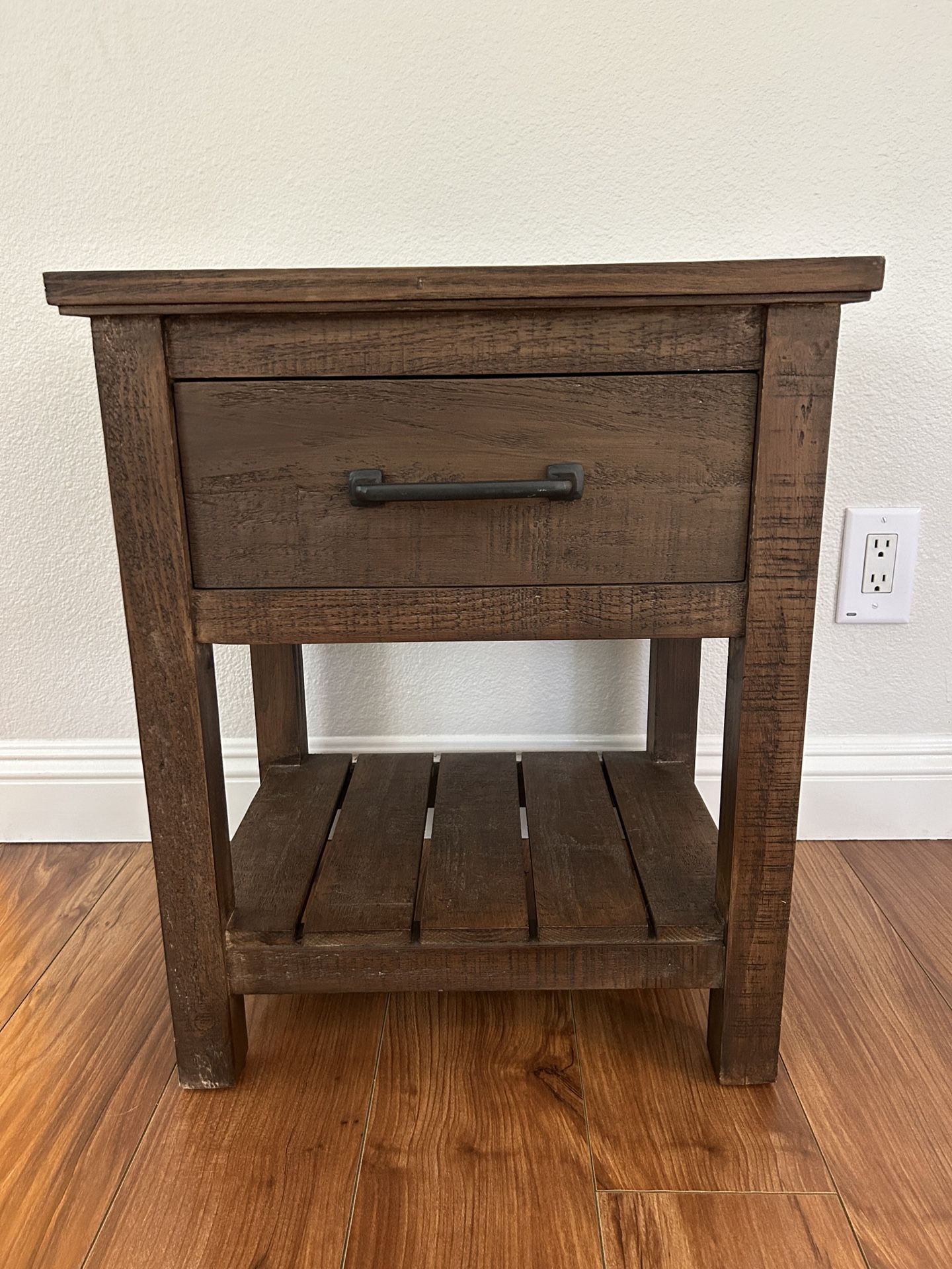 Pottery Barn Paulsen Reclaimed Wood Nighstand / Side Table - Little Creek Brown
