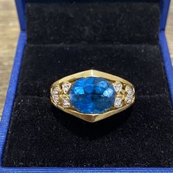 10K GOLD LONDON BLUE TOPAZ RING