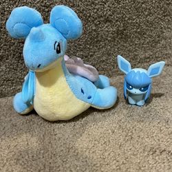 Pokemon Plush Doll Lapras 6in Water Ice & Glaceon   PVC set of 2
