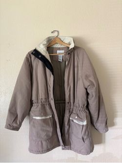 Women's Beige Parka Jacket Coat Lined Size M (Bobbie Brooks)