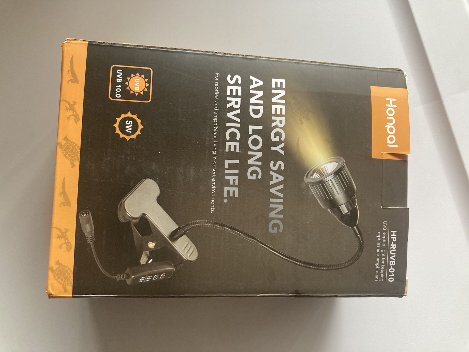 New - LED UVA UVB 10.0 Reptile Lamp w 360° Rotatable Hose & Switch for Tropical Tortoises, Lizards, Chameleons & Amphibians - 3 Available