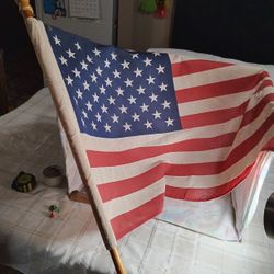 US Flag And Pole