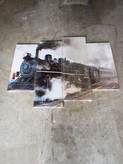 Steam Locomotive 4 Piece Canvas Print