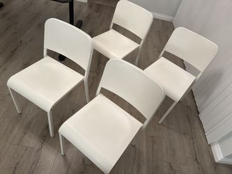 Six White IKEA Dining Chairs