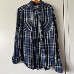 Mudd girls plaid print button down shirt