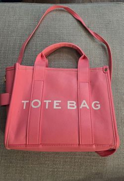 Pink Leather Tote Bag with Crossbody Strap