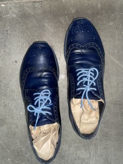 Prada Men's Oxford Wingtip Brogue Ombre Blue Sole  made in Italy