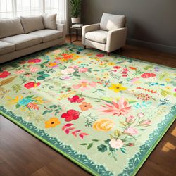 6x9 Machine Washable Non-slip Floral Rug