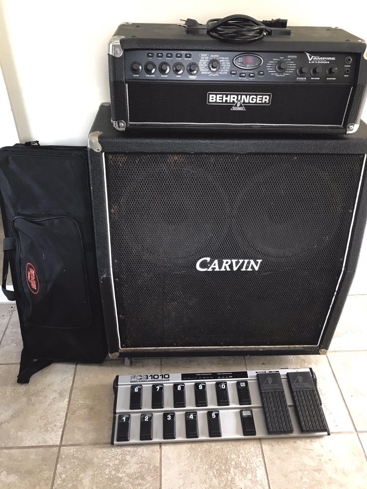 Behringer Guitar Amp with Midi Foot Controller and Carvin 4x12