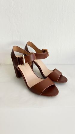 Brown Leather Block Heel Sandals