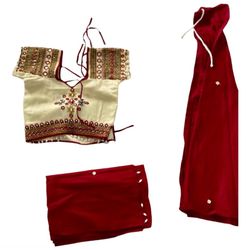 Indian Kids Size Girl Chaniya Choli Red white 