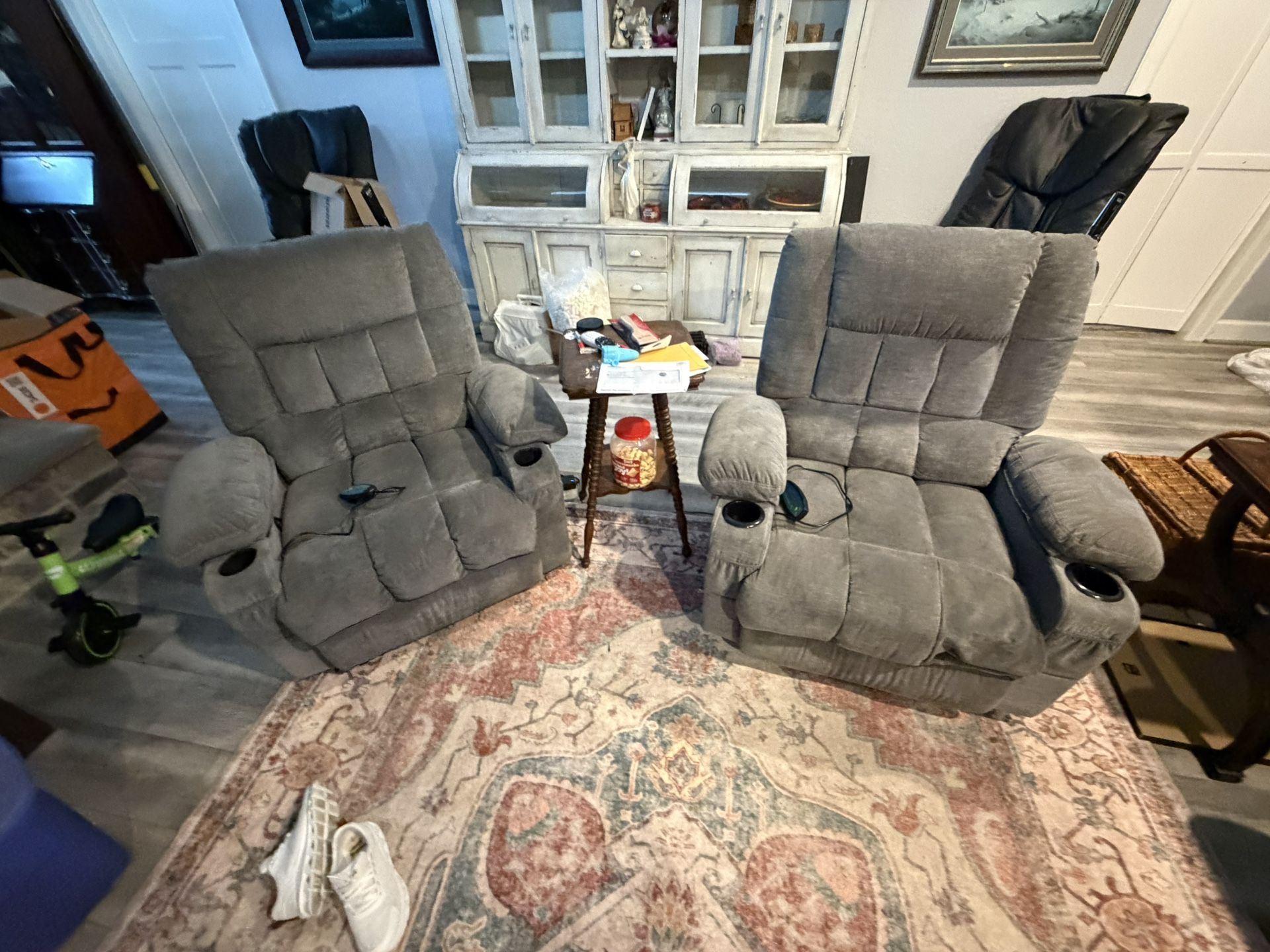 Grey Reclining Couch Set