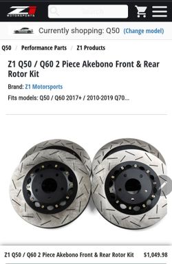 Infiniti Q50S 2017-2024 New aftermarket brakes and rotors.