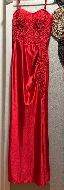 Small long red silky dress