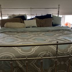 King Chrome Headboard and Mattress