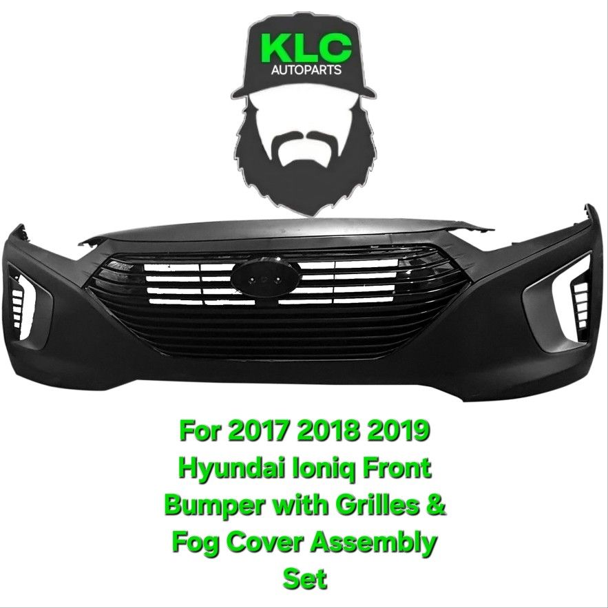 For 2017 2018 2019 Hyundai Ioniq Front Bumper with Grilles & Fog Cover Assembly Set
