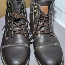 XRAY Men’s Brown Cap Toe Ankle Boots Round Toe Lace Up US 10